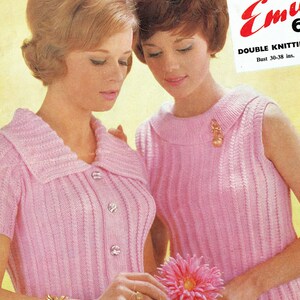 PDF 1960s Womens Ladies Knitting Pattern Twin Set Fitted Sweater Mod Grace Kelly Go Go 1950s style Sex Kitten Baby Doll Romantic Emu 2190 image 2