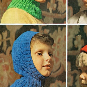 PDF Vintage Kids Childrens Balaclava Hats Knitting Pattern Helmet Robin 1600 Bobble Scandinavian Snowflake 1970s Teenager Winter image 5