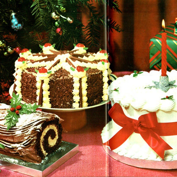 vintage 1950s CHRISTMAS Cakes Recipes PDF Yule Log Special Bumper 3 Gâteaux Décoratifs et 4 Startime Christmas Cake GRATUIT Porte Parisienne