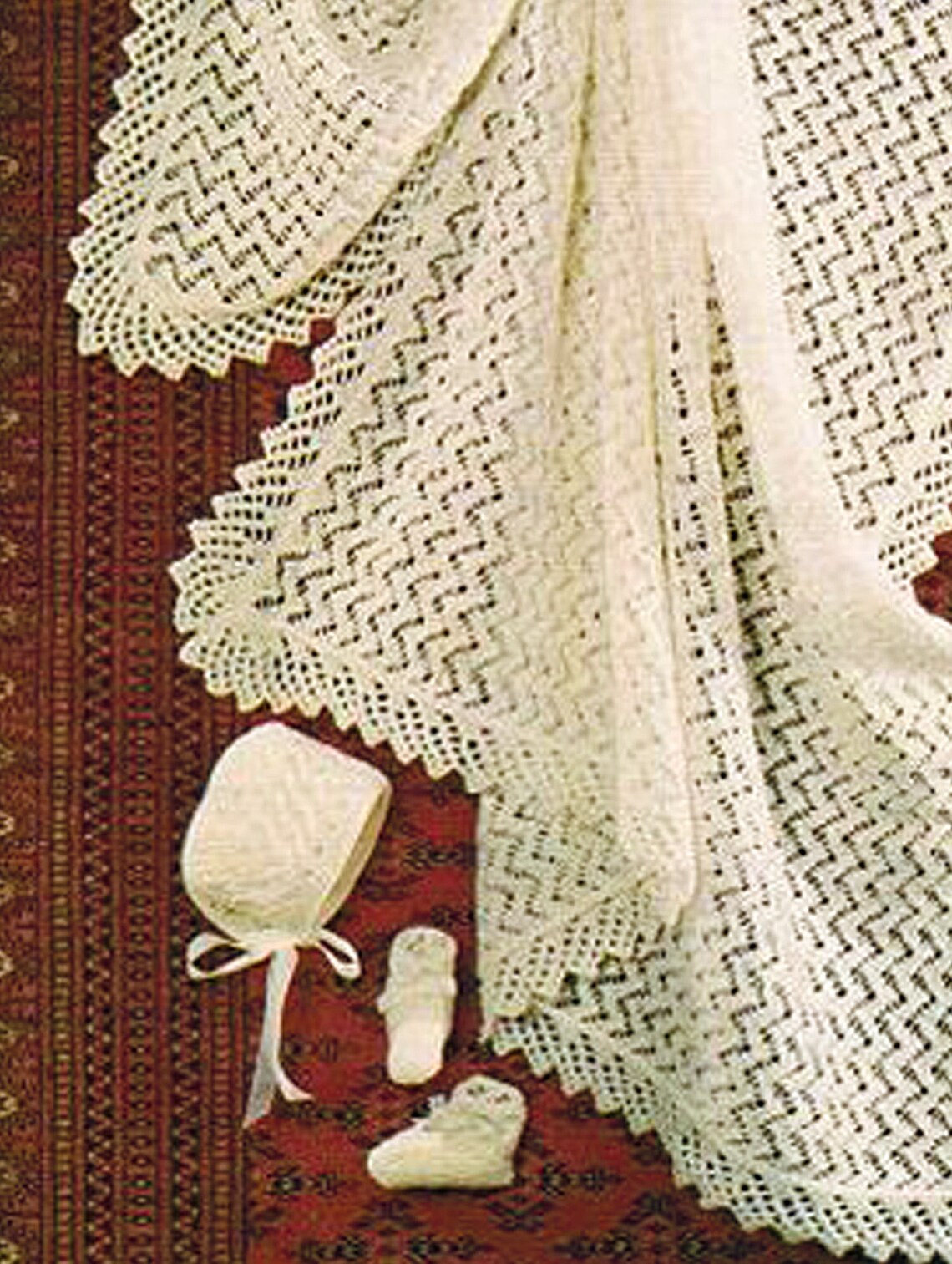 PDF Vintage Baby Knitting Pattern Shawl Blanket Christening Etsy