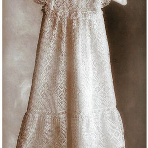 PDF Vintage Baby Victorian style Christening Gown Crochet Pattern, Dress , Heirloom Filet-Crochet, Lacy suit Antique Doll, Keepsake