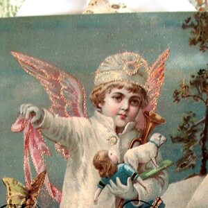 Digital Art CHRISTMAS VictorianAngel Scene Greetings Card,  for Collage, Scrapbooking, Christmas Cards, Vintage Decorating, Ephemera