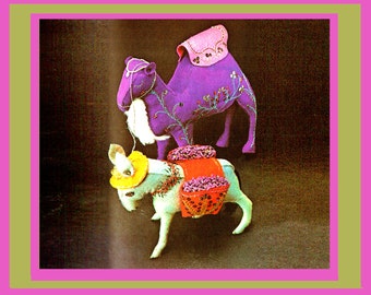 PDF Vintage 1970s  Indian 'Camel & Donkey' Toy Sewing Pattern, Groovy, Kitsch, Psychedelic, Teddy, Rag Doll, Recycling, Upcycling,