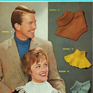 PDF Vintage 1950er Jahre Strickanleitung Damen Damen Herren Kragen Windjacke Latz Polo-Ausschnitt Sirdar 2049 MOD Groovy Nerd Preppy Winter Accessoire