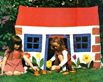 PDF Vintage 1970s FUN Girls Wendy Doll House Sewing Pattern, Kitsch, Colourful, Flowers, Windows, Fairytale, Toy