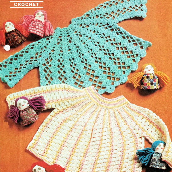 PDF Vintage Baby Girl Dress Crochet Pattern Angel Dress Patons 2403 Summer Baby Doll Kitsch Lace Lacy Tunic Stripey Groovy 1970s Retro