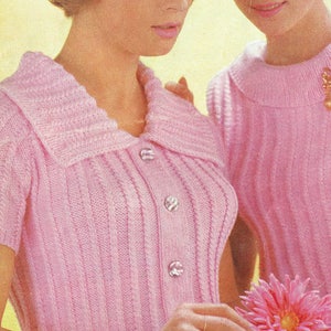 PDF 1960s Womens Ladies Knitting Pattern Twin Set Fitted Sweater Mod Grace Kelly Go Go 1950s style Sex Kitten Baby Doll Romantic Emu 2190 image 3