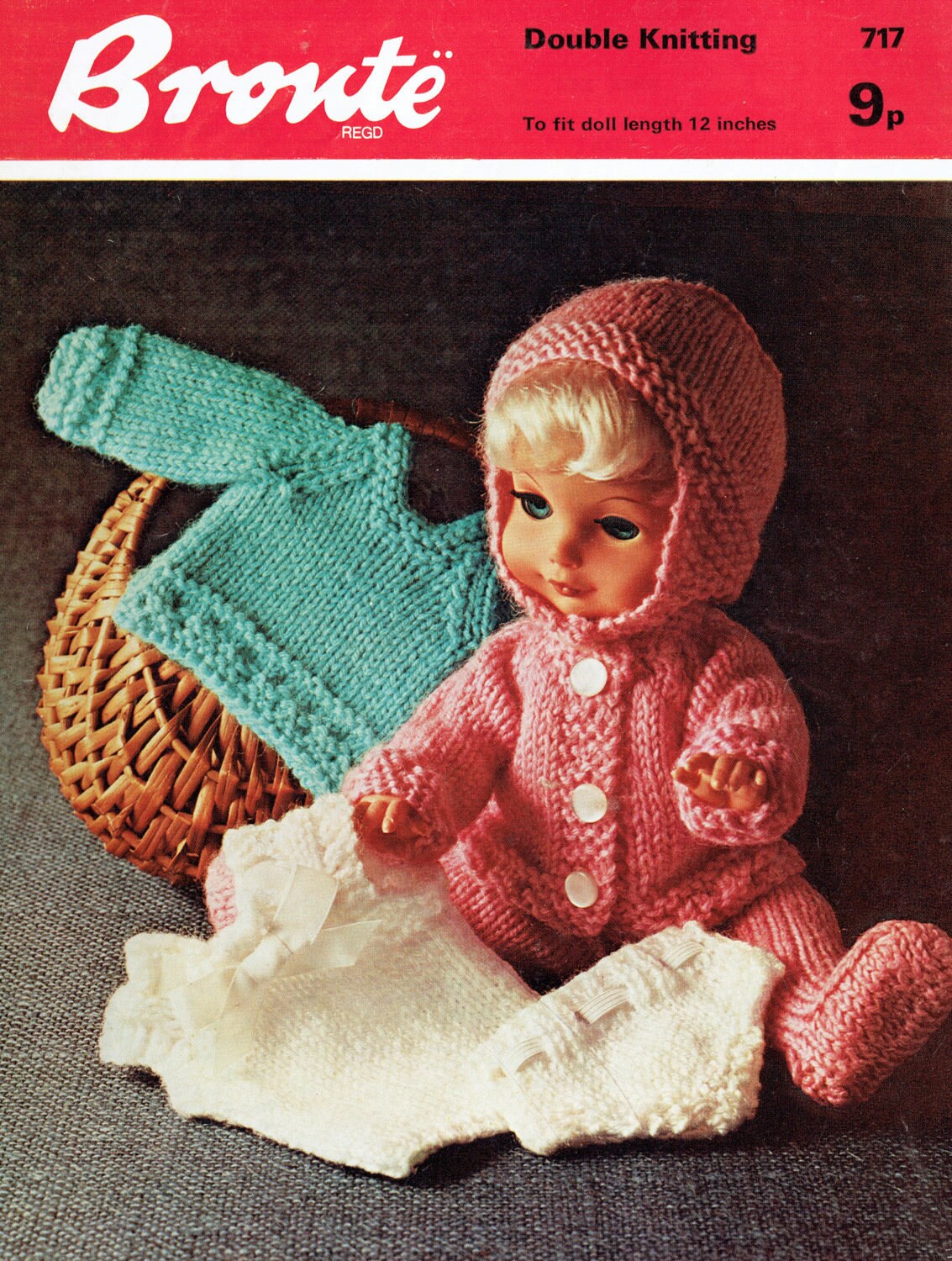 PDF Vintage Dolls Clothes Knitting Pattern 1970s Bronte 717 Baby Doll