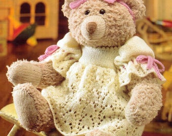 Heirloom Teddy Bear & Lace Dolls Dress Knitting Pattern, Toy, Doll Clothes, Antique style, Victoriana, Preemie, Children, Collectablex
