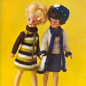 PDF Sindy Barbie Doll Clothes Knitting Pattern Patons 9525 Fashion Doll 1960s Bratz Pullip Blythe Monster High Pippa Daisy A Line Mini Dress