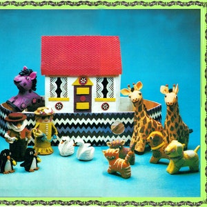 PDF Vintage 1970s &#39;Noahs Ark&#39; Toy Sewing Pattern, Doll, Animal, Applique, Upcycling, Recycling, Kitsch, Groovy, Psychedelic, Retro