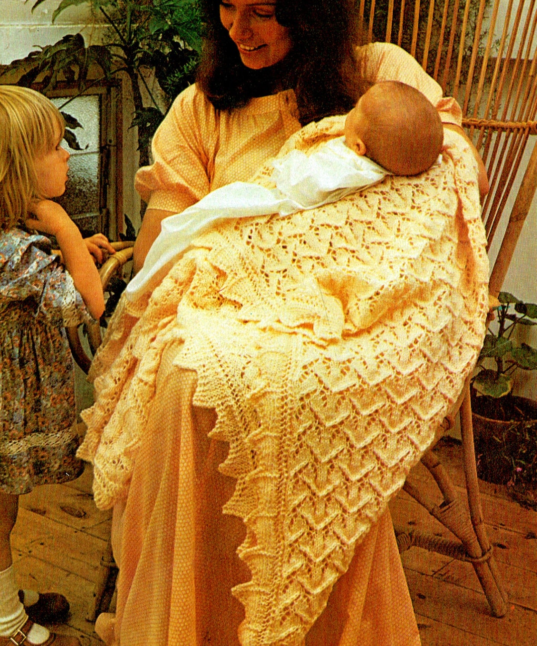 PDF Vintage Darling Shetland Lacy Baby Blanket Knitting Pattern