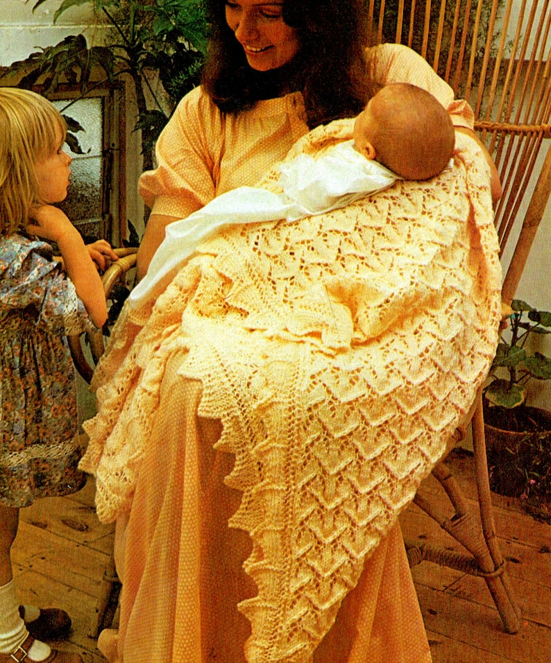 PDF Vintage Darling Shetland Lacy Baby Blanket Knitting Etsy UK
