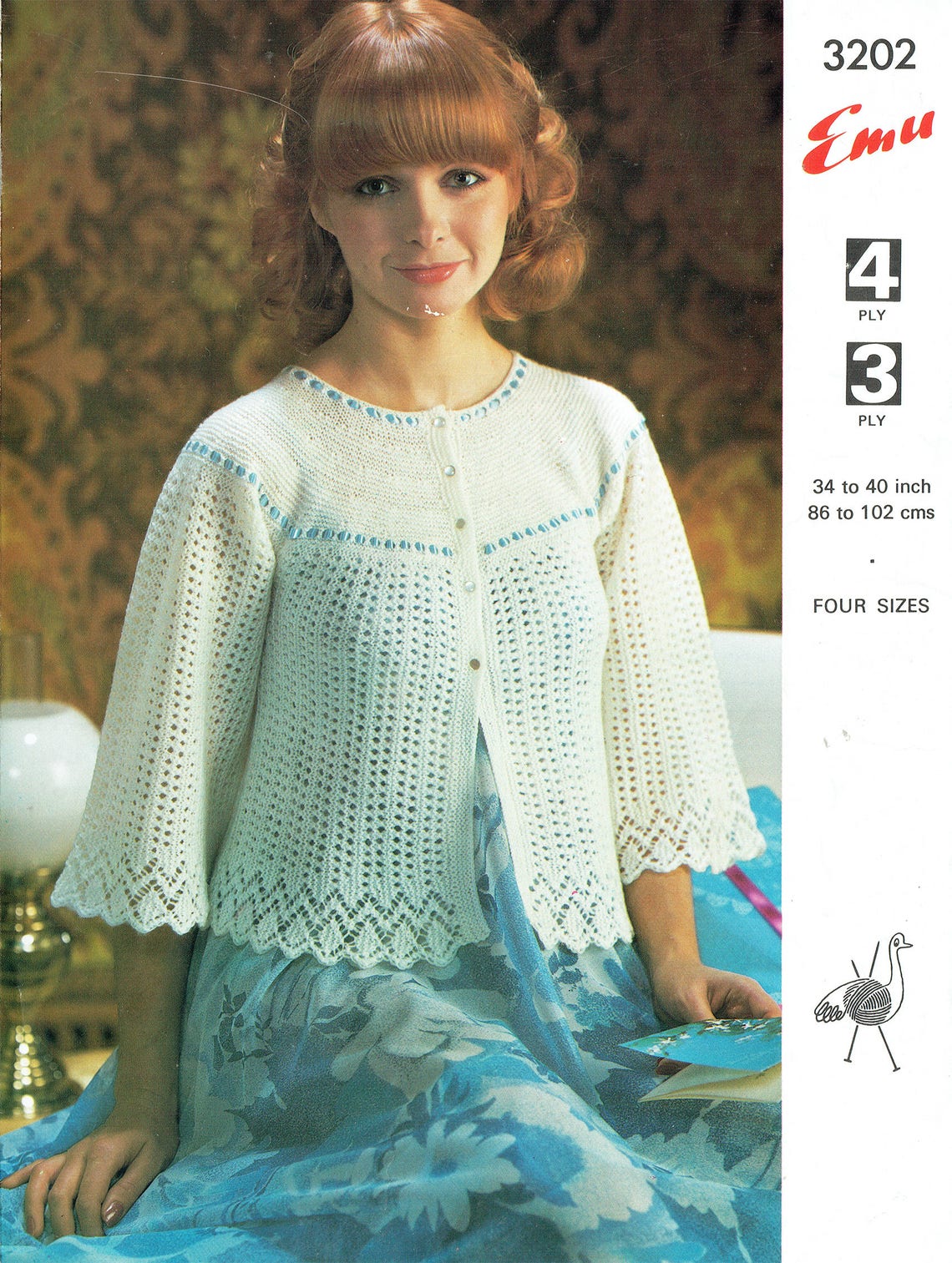 PDF 1970s Ladies Womens Bed Jacket Knitting Pattern Emu 3202 Etsy Canada