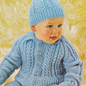 PDF Vintage Baby ARAN Knitting Pattern Lister Lee Baby Lovepram Set ...