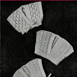 PDF Vintage 1950-tals söta 'Hug-Me-Tights' stickmönster Hayfield 154 väst med omlottkrage och bolero i spets, underkläder, arvskollektion, kitschdocka