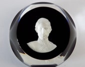 Vintage Baccarat Sulphide Glass Paperweight Prince Charles, Prince of Wales