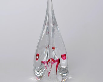 Vintage Adam Jablonski Teardrop Glass Paperweight. Signed.