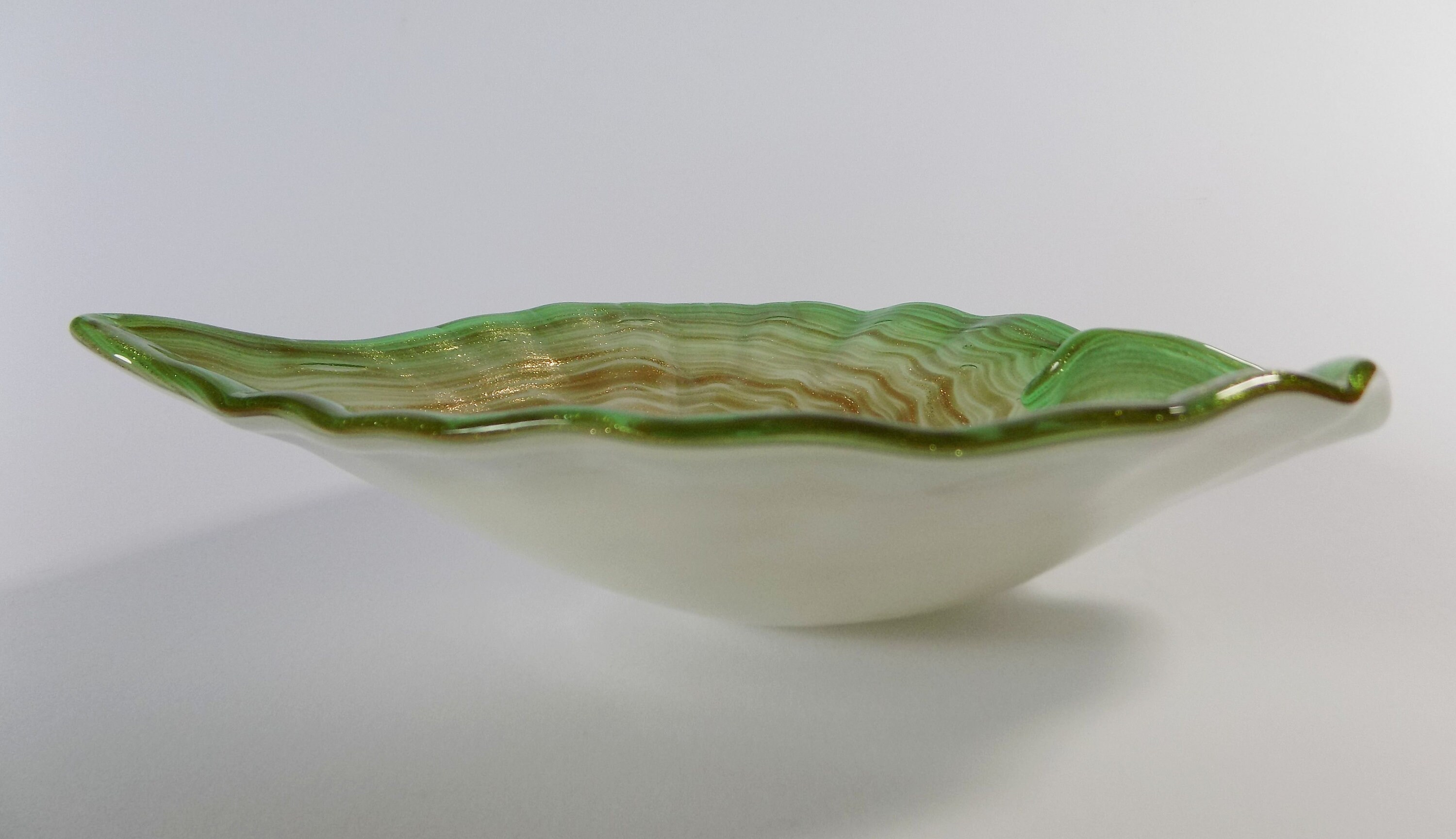 Vintage Murano Aventurine Art Glass Leaf Bowl / Dish Etsy UK