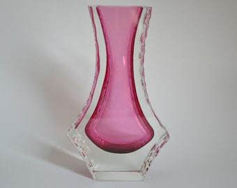 Vintage Murano Mandruzzato Textured Glass Block Vase