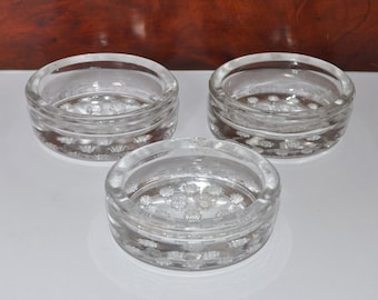 Antique, Victorian Open Glass Salt Cellars With Star Feet X 3