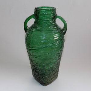 Czech / Bohemian Kralik Art Deco Two Handled Threaded Glass Vase image 1