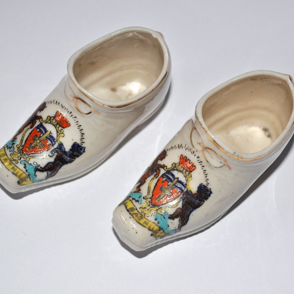 Vintage Pair of Podmore Crested Ware China Clogs, Bath