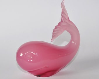 Vintage Murano Alabastro Glass Whale