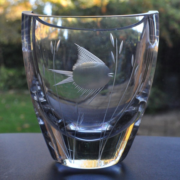 Whitefriars Clear Crystal Fish Vase C526 Geoffrey Baxter