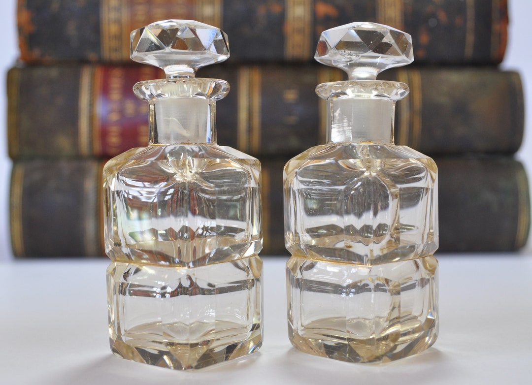 Pair of Antique Victorian Glass Perfume / Scent Bottles Etsy