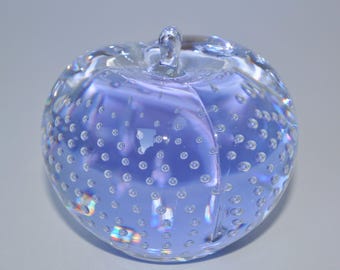 Vintage Swedish Neodymium / Alexandrite Glass Apple Paperweight