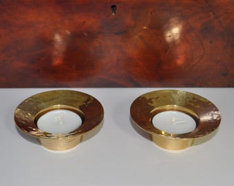 Vintage Brass Tea Light  / Candle Holder Hammered Finish