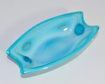 Vintage Sasaki Blue Glass Bowl / Ashtray