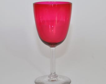 Antique, Victorian Cranberry Wine / Sherry Glass