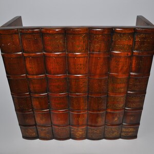 Poubelle De Bureau Vintage Theodore Alexander - Cuir Faux Livre - Occasion Bon état