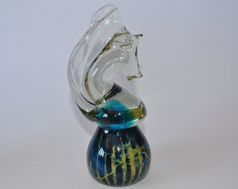 Vintage Mdina Art glass Seahorse / Sculpture / Paperweight