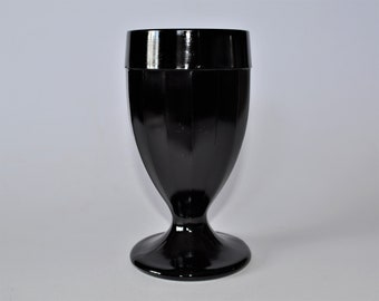 Vintage Black Milk Glass Goblet / Wine Glass