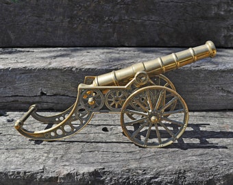 Large Vintage Brass Cannon / Field Gun 17" inches