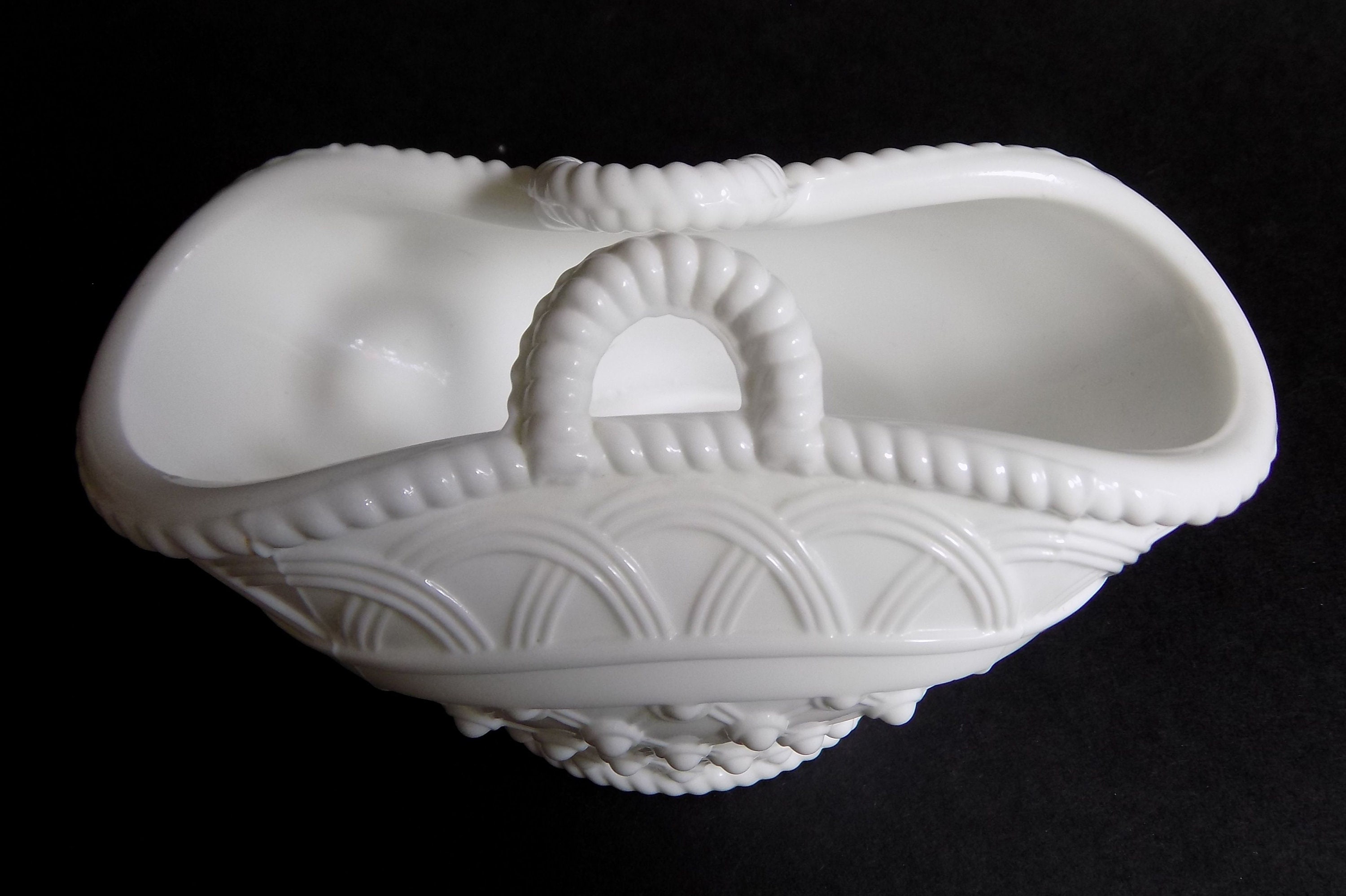 Antique Victorian White Milk Glass Basket With Hobnail Detail Etsy UK