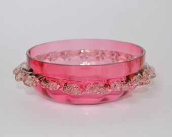 Antique Cranberry Glass Bowl / Bon Bon Dish