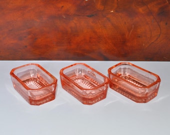 Antique, Victorian Open Glass Salt Cellars X 3