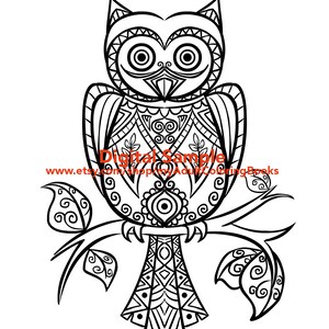 Owl Coloring Page for Adults | Owl Adult Coloring Page | Bird Adult Coloring Pages