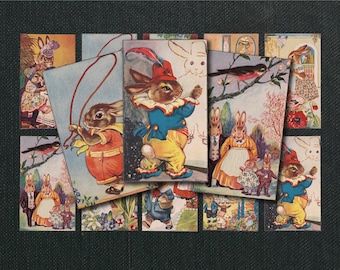 Cute Vintage Bunny Rabbit Digital Art | Rabbit Digital Art | Children's Book Digital Art