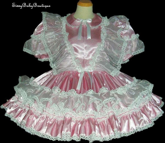 Items similar to Adult Sissy Baby Dress~Satin and Organza Lacey Ruffles ...