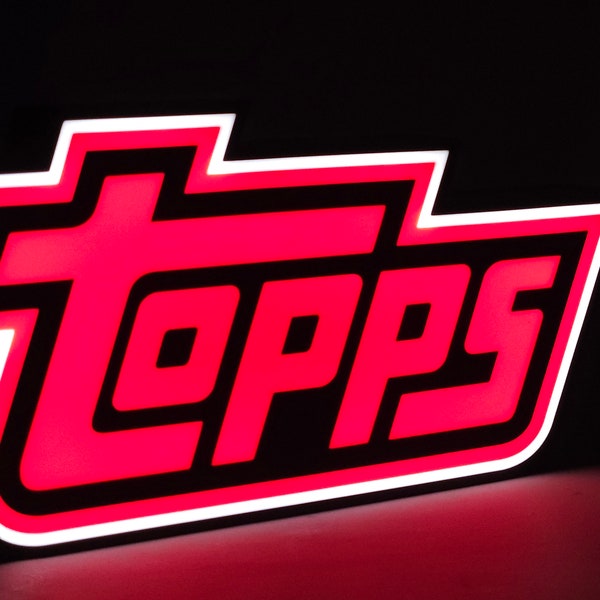 LED Sign Light Box Desk Shelf Wall Decoration Topps Logo Baseball Card Design