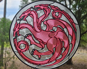 Acchiappasole in vetro colorato con stemma della Casa Targaryen ispirato al Trono di Spade