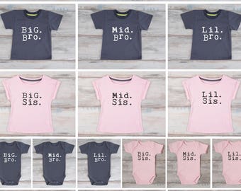 Big Middle Little Shirts, Big Brother Shirt, Middle Brother Shirt, Little Brother Shirt, Big Sister Middle Sister Little Sister Outfits