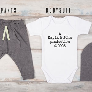 Baby Boy Gift, Personalized Hat, Custom Name Pants, Parents Production Outfit, Baby Boy Clothes, Newborn Boy Outfit, Baby Gift, Photo Props image 2