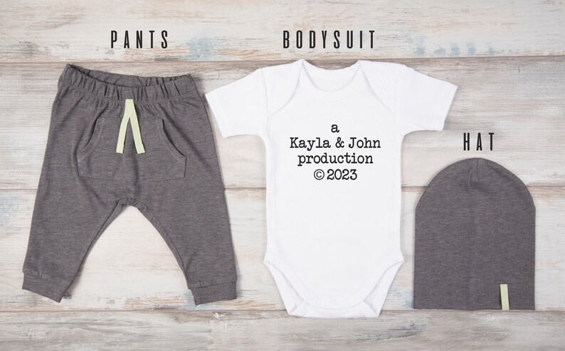 Baby Boy Gift, Personalized Hat, Custom Name Pants, Parents Production Outfit, Baby Boy Clothes, Newborn Boy Outfit, Baby Gift, Photo Props zdjęcie 2