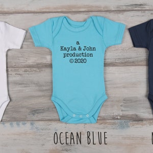 Coming Home Baby Outfit, Custom Name PARENTS PRODUCTION Bodysuit, Gender Neutral Baby Gift, Baby Shower Gift, Baby Girl, Baby Boy Clothes image 3